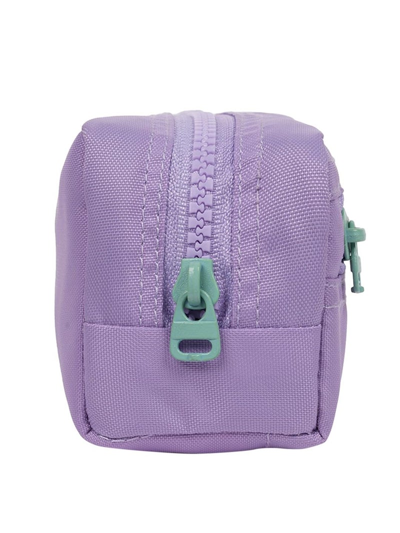 QIPS Multi Utility Durable Polyester Pencil Pouch Bag with Dual Compartments, Smooth Zipper Closure - Ideal for School, Office & Travel Accessories (Lavender) - Image 4