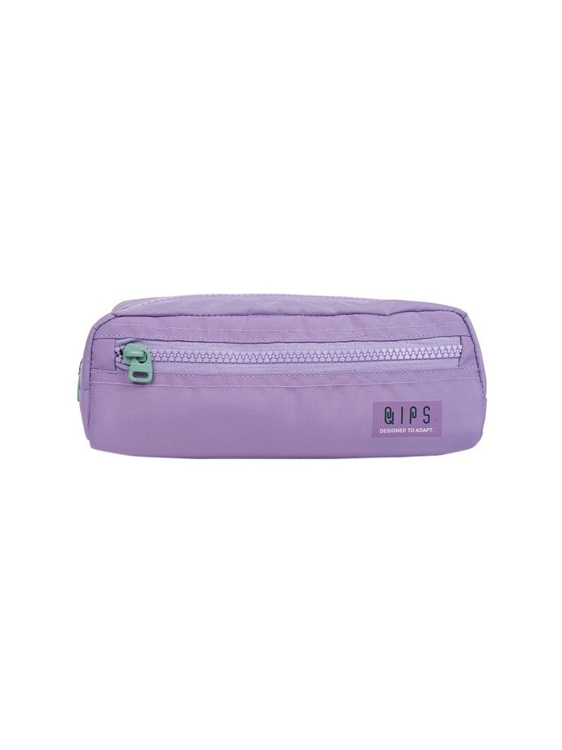 QIPS Multi Utility Durable Polyester Pencil Pouch Bag with Dual Compartments, Smooth Zipper Closure - Ideal for School, Office & Travel Accessories (Lavender) - Image 1