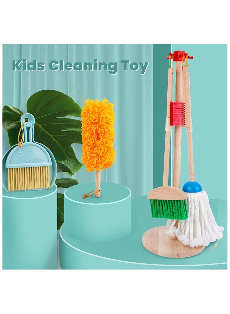 Wooden Cleaning Toy Set for Kids - Includes Broom, Mop, Duster, and Organizer, Housekeeping STEM Toys - Image 3