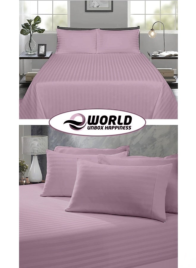 Eworld 3 Piece Super King Pink Striped Bed Sheet Set – Ultra-Soft Microfiber Striped Sheet & 2 Pillowcases, Breathable Luxury Bedding for Home & Hotel Use - Image 4