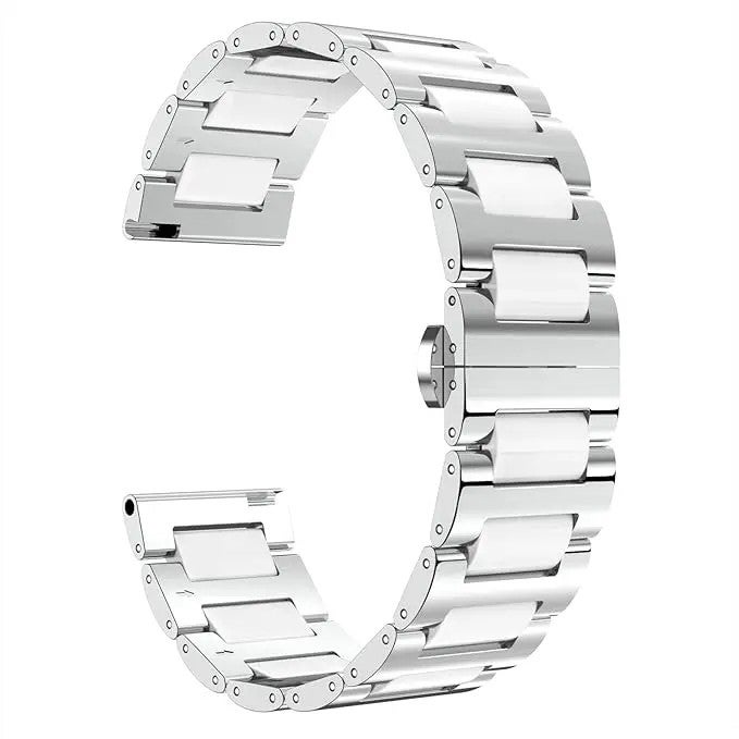 Bluejw Replacement Stainless Steel Ceramic Watch Band with Butterfly Buckle – Polished Bracelet Strap for 12mm 14mm 16mm 18mm 20mm 22mm Watches - Image 1