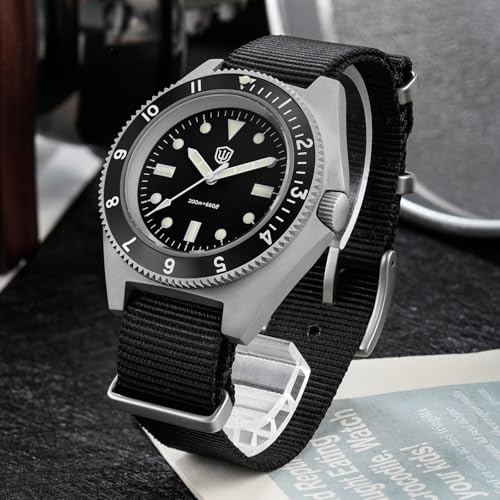 watchdives VH31 Quartz Watch, WD1972 Military Diver Watches Sapphire Crystal Luxury Wristwatch 200m Waterproof Watch for Men (Black/with Logo New) - Image 3