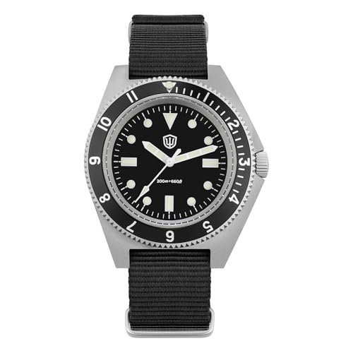 watchdives VH31 Quartz Watch, WD1972 Military Diver Watches Sapphire Crystal Luxury Wristwatch 200m Waterproof Watch for Men (Black/with Logo New) - Image 1