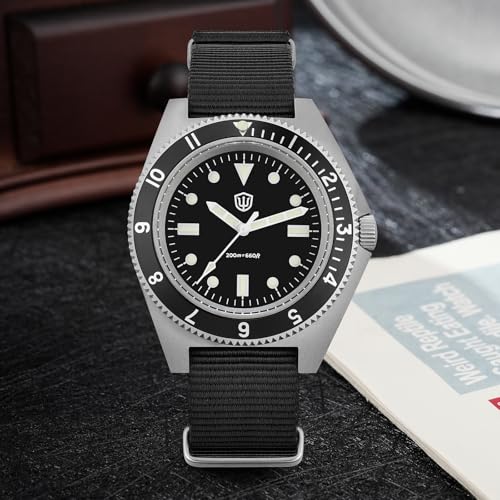watchdives VH31 Quartz Watch, WD1972 Military Diver Watches Sapphire Crystal Luxury Wristwatch 200m Waterproof Watch for Men (Black/with Logo New) - Image 4