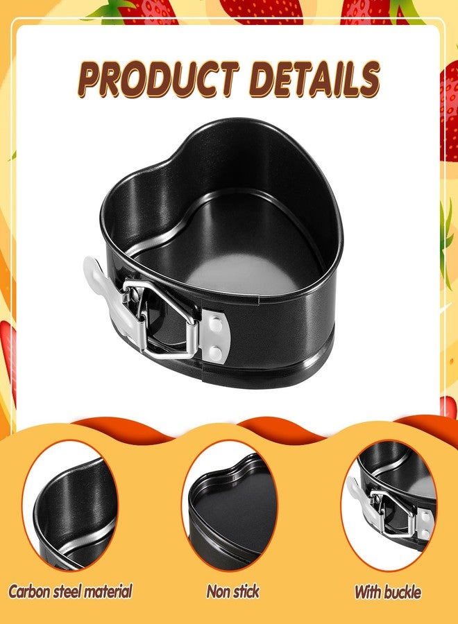 Hoolerry Set of 6 Mini Heart Springform Pan 4 Inch Heart Shape Mini Cheesecake Pans Non Stick Heart Cake Mold Small Heart Cake Pan with Drop Bottom for Air Fryer Pressure Cooker Baking - Image 2