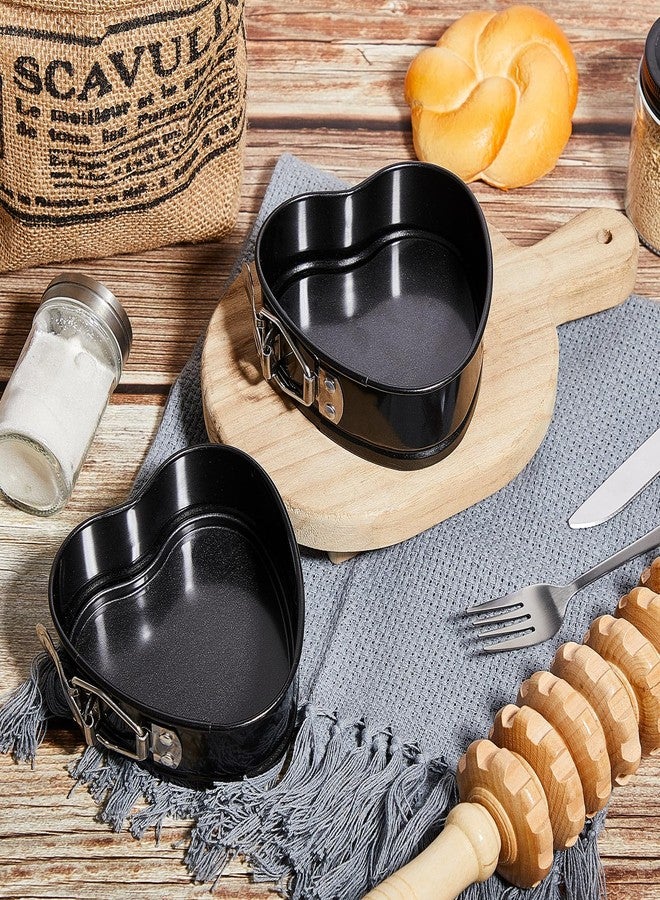 Hoolerry Set of 6 Mini Heart Springform Pan 4 Inch Heart Shape Mini Cheesecake Pans Non Stick Heart Cake Mold Small Heart Cake Pan with Drop Bottom for Air Fryer Pressure Cooker Baking - Image 5