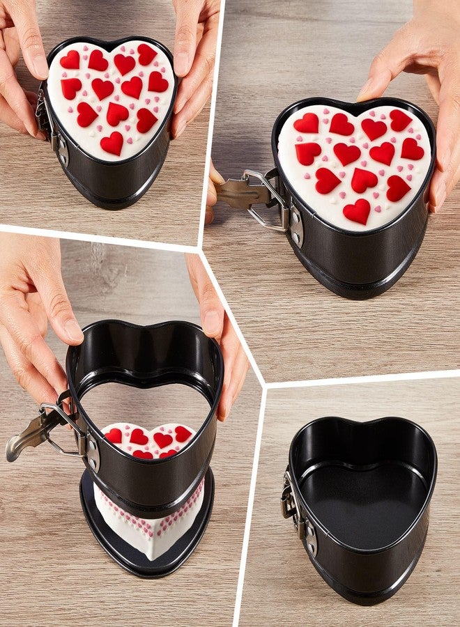 Hoolerry Set of 6 Mini Heart Springform Pan 4 Inch Heart Shape Mini Cheesecake Pans Non Stick Heart Cake Mold Small Heart Cake Pan with Drop Bottom for Air Fryer Pressure Cooker Baking - Image 4