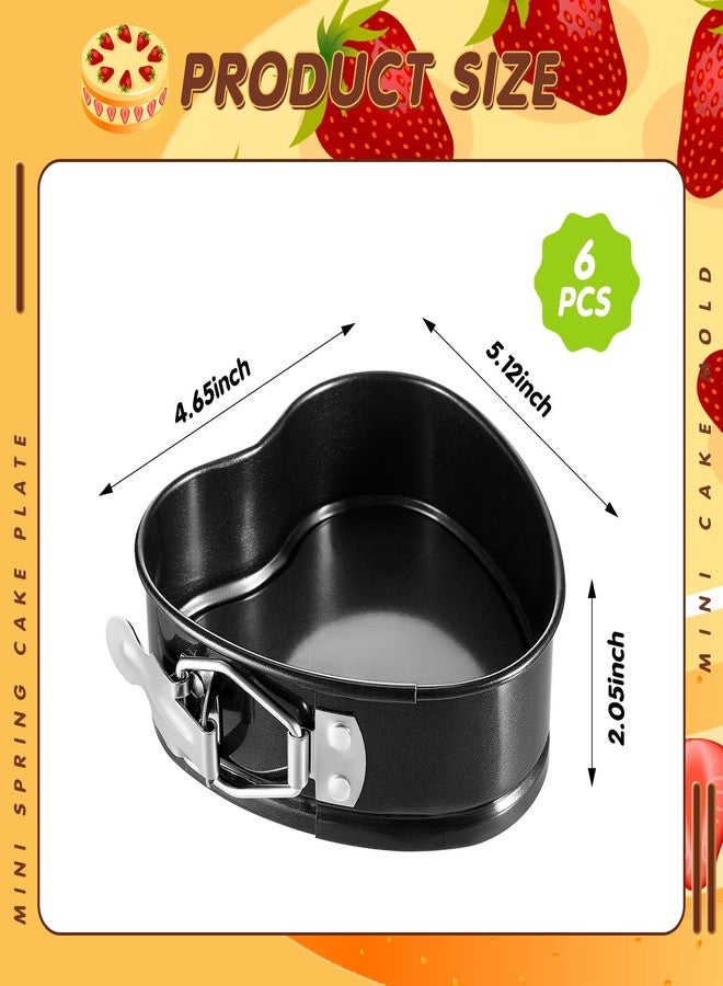 Hoolerry Set of 6 Mini Heart Springform Pan 4 Inch Heart Shape Mini Cheesecake Pans Non Stick Heart Cake Mold Small Heart Cake Pan with Drop Bottom for Air Fryer Pressure Cooker Baking - Image 3