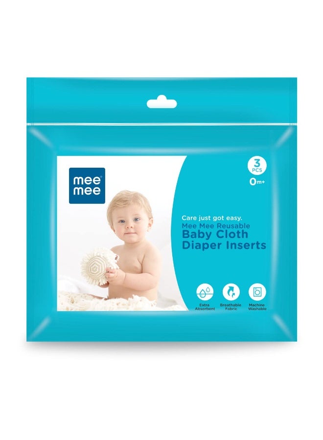 Mee Mee Reusable Baby Cloth Diaper Inserts | Washable Nappies for Cloth Nappies | Super Absorbent Nappy Pads (3 Pcs) - Image 1