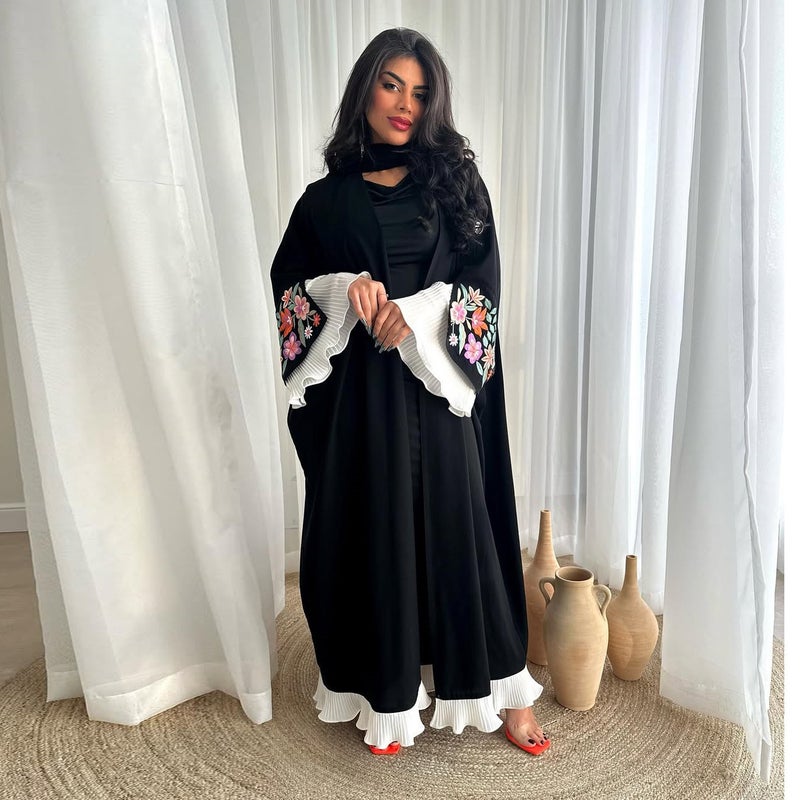 Women's Loose Fit Batwing Sleeve Embroidered Long Dress - Image 3