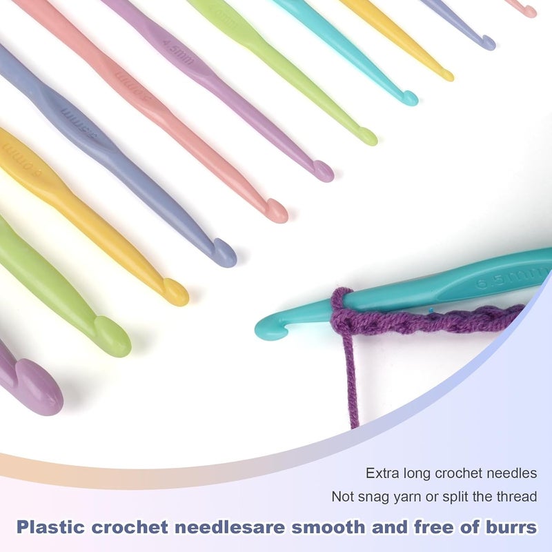 Tusmad 9 PCS Crochet Hooks, Ergonomic Handle Crochet Hooks Set for Arthritic Hands, Comfortable Smooth Crochet Needles Extra Long Knitting Needles with Includes 5 Stitch Markers, Multicolor (27) - Image 2