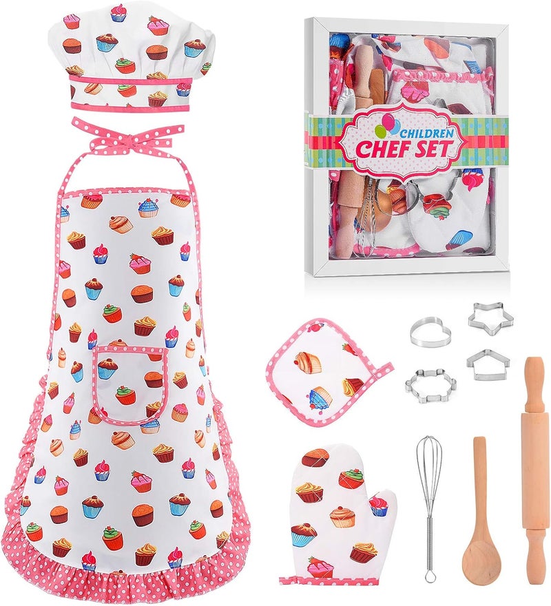 Toyze Gifts for 2-8 Year Old Girls Boys,Chef Costume Set Kids Apron for Girls Toddler Birthday Xmas Gifts for Kids Stocking Stuffer - Image 1