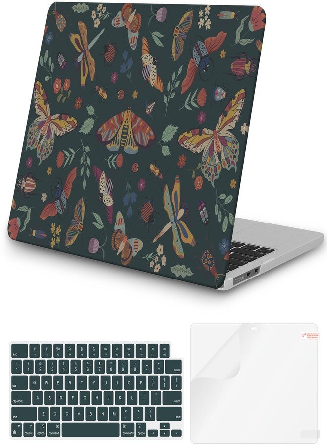 iCasso for M4 MacBook Air 13 inch Case 2025 2024-2022 M3 M2 Model A 3240 A3113 A2681, Sturdy Protective Pattern Plastic Hard Shell Case for Mac Air 13.6", Keyboard Cover+Screen Protector Green - Image 1