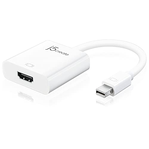 j5create Mini DisplayPort to HDMI Adapter, White | Supports Resolutions up to 1920 x 1200 / 1080p @ 60 Hz | Compatible with Apple, iMac, MacBook, or PC - Image 1