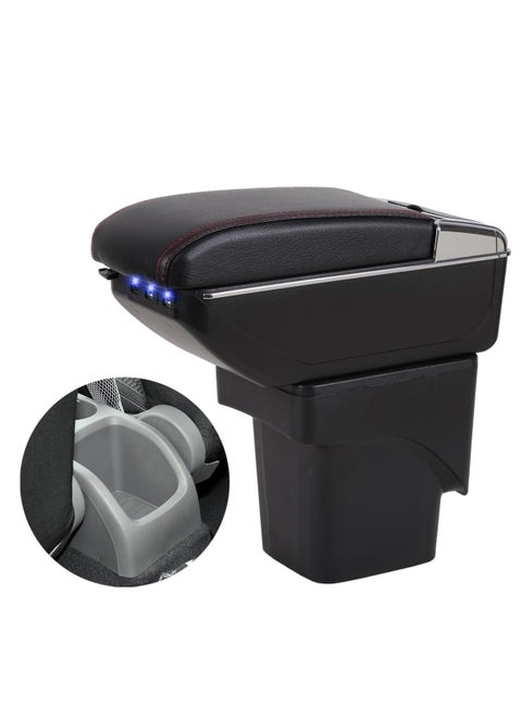 COOLBABY Car Armrests Box for Ford Focus 2 accessories interior storage box Consoles Double Layer Storage PU Leather Retrofit parts 7 USB Port LED light Easy to install