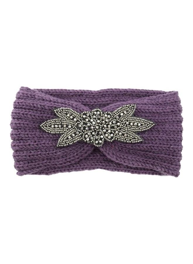 BGM 2-Piece Diamond Six-Leaf Gem Knitting Wool Hair Band Multicolour - Image 2