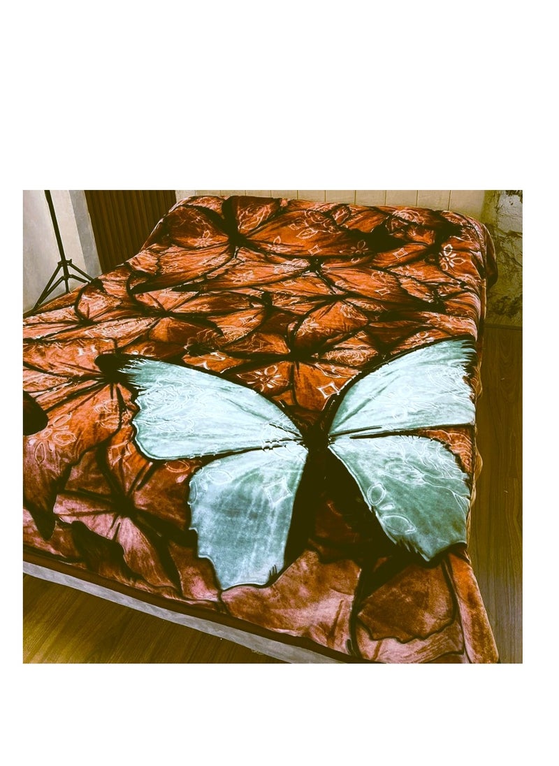ماركة غير محددة - بطانيه طبقتين وزن ثقيل حفر ليزر من القطيفه الناعمه للتدفئه مقاس كبير220×240 - Image 1