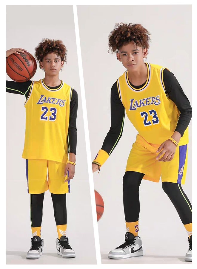 GROIC Children's Jersey - NBA Lakers #23 Basketball Jersey, Sportswear Universal Sleeveless T-Shirt Shorts Jersey Set,Sports Suits Top+Shorts Set Kids Tracksuits - Image 5