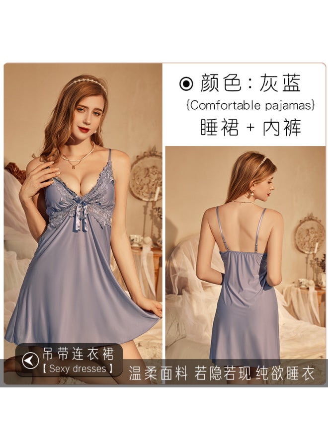 New Style Pajamas Red Silk Thin Strap Ice Silk Hot Girl V-neck Homewear Nightdress