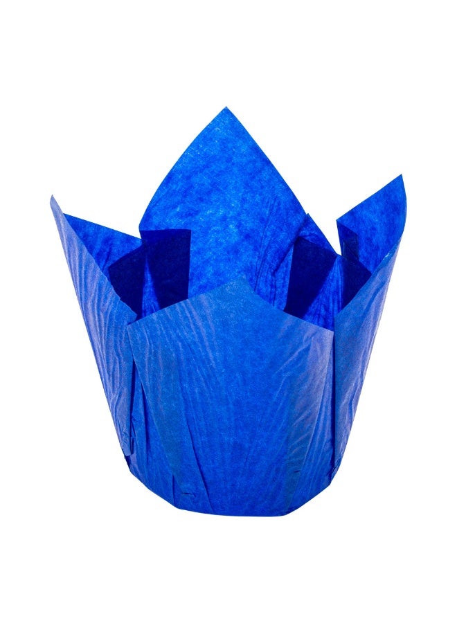 Restaurantware Panificio Premium 4 oz Blue Paper Tulip Baking Cup, Paper Baking Cups Perfect for Muffins, Cupcakes or Mini Snacks - Greaseproof - Disposable and Recyclable - 200ct Box - Image 1