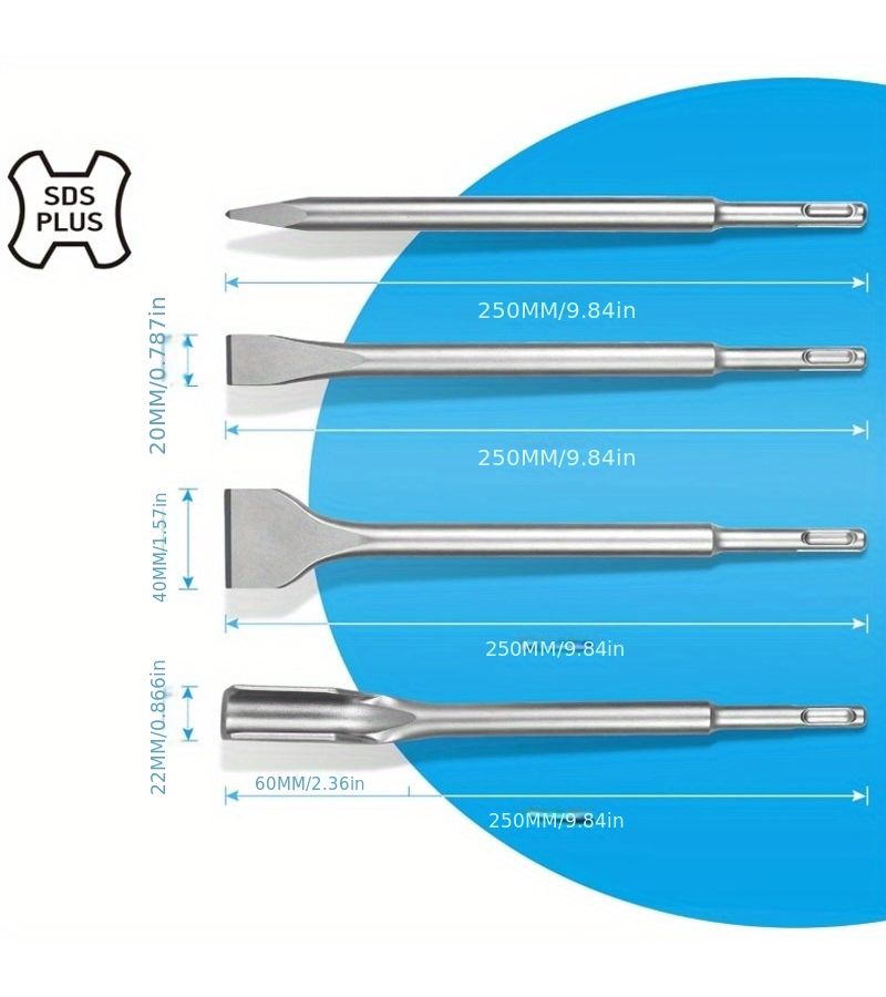 Multifunctional 4pcs Round Handle Chisel Set 250Mm Long For Concrete Brick Walls - Image 2