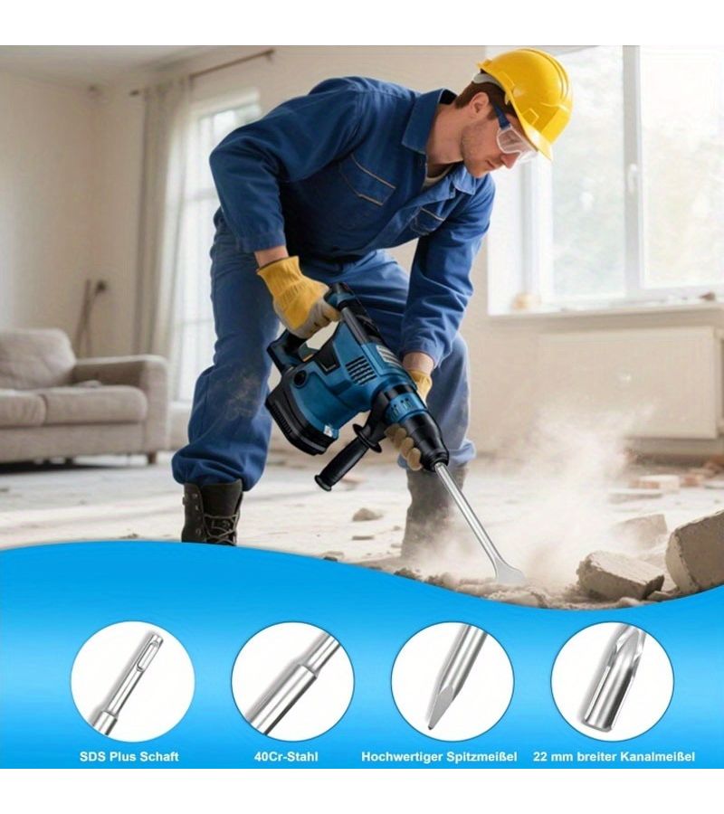 Multifunctional 4pcs Round Handle Chisel Set 250Mm Long For Concrete Brick Walls - Image 3