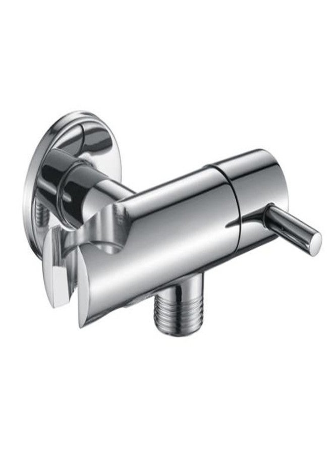 Kamal Brass Angle Valve with Wall Holder – Modena | Chrome Finish | for Health Faucet, Bidet & Hand Shower (Silver, Pack of 1) - Image 1