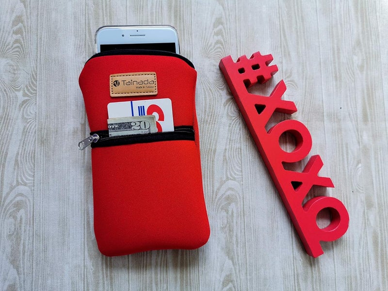 Tainada Men Women Phone Neoprene Shockproof Zipper Sleeve Case Bag Pouch with Carabiner, Neck Lanyard, Belt Loop Holster for iPhone 16/15 Pro Max, 16/15 Plus, 16e ; Samsung S25+, S24, Z Fold7, 6 (Red) - Image 3