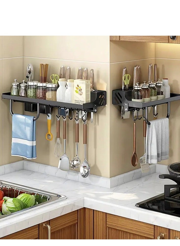 Elegant Stainless Steel Knife Rack – Smart Wall-Mounted Kitchen Organizer with Spice and Spoon Holder for Perfect Storage and Space-Saving - Image 2