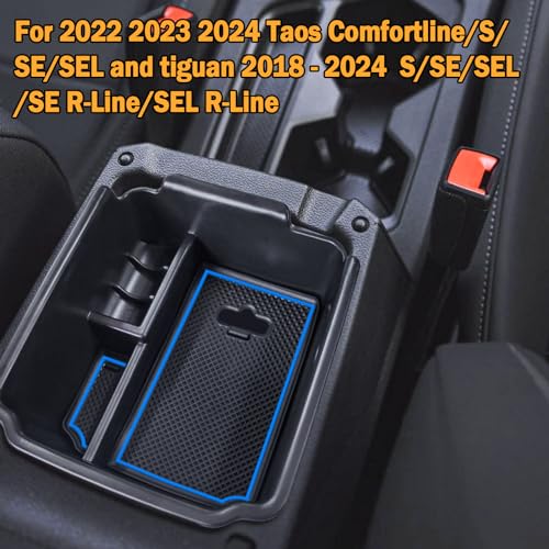 TACOBRO TACORBO Center Console Organizer Compatible with 2022 2023 2024 Taos and 2018 2019 2020 2021 2022 2023 2024 Tiguan Accessories Armrest Secondary Storage Box, Interior ABS Insert Glove Box Tray - Image 3