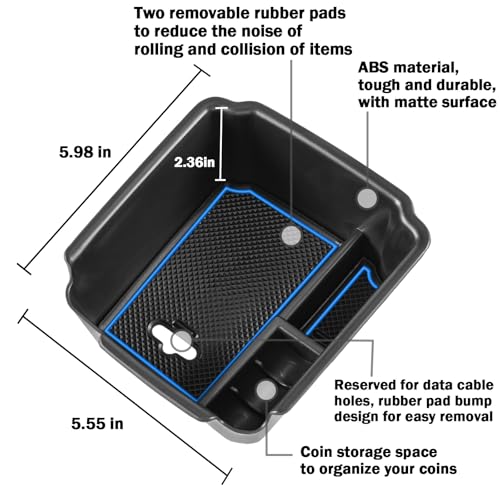 TACOBRO TACORBO Center Console Organizer Compatible with 2022 2023 2024 Taos and 2018 2019 2020 2021 2022 2023 2024 Tiguan Accessories Armrest Secondary Storage Box, Interior ABS Insert Glove Box Tray - Image 2