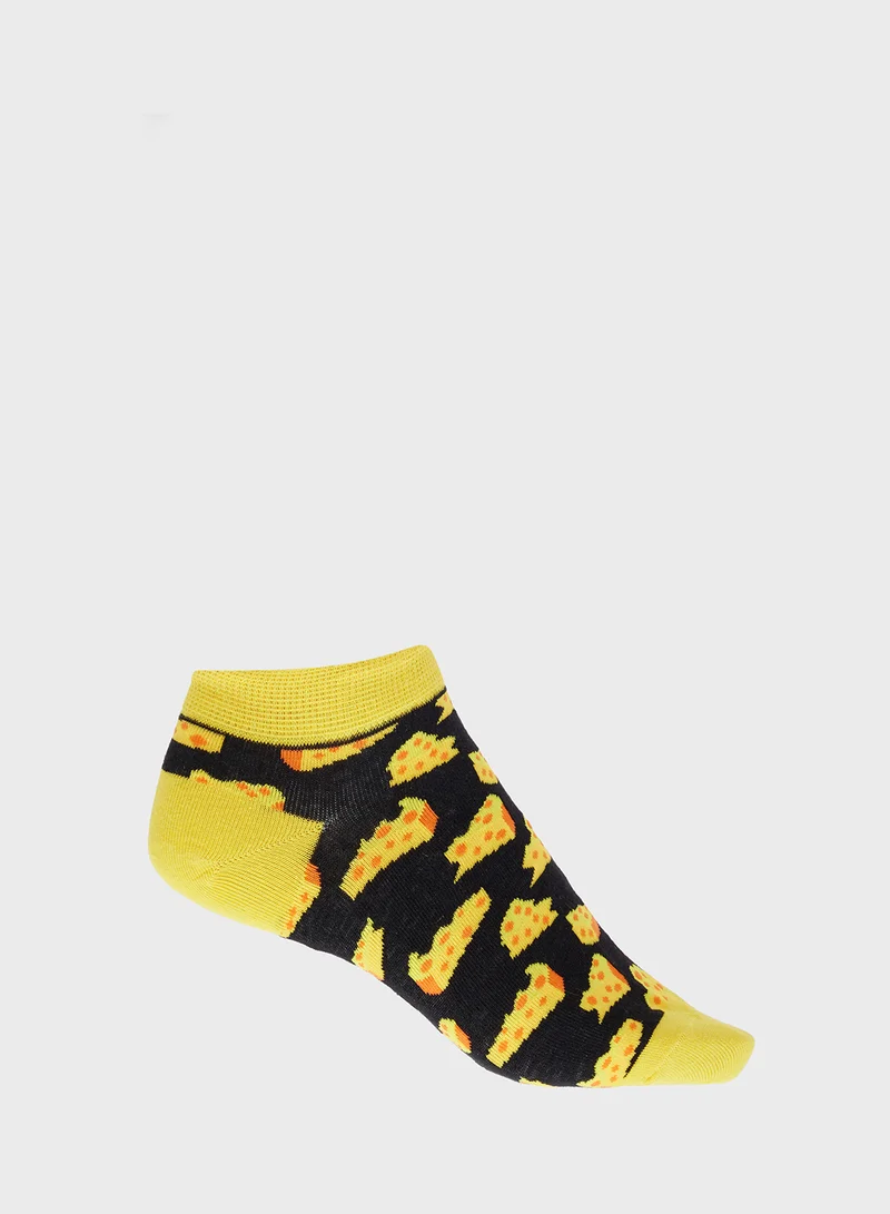 جينجر Cotton Cheese Print Ankle Socks