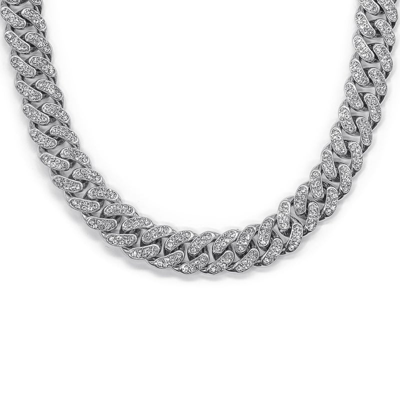 APaztip Mens 20 Silver Stainless Steel Cuban Link Chain Necklace Iced Out Thick Chain for Women and Bling DiamondCut Cuban Link Chains for Men Hip Hop Jewelry - Image 2