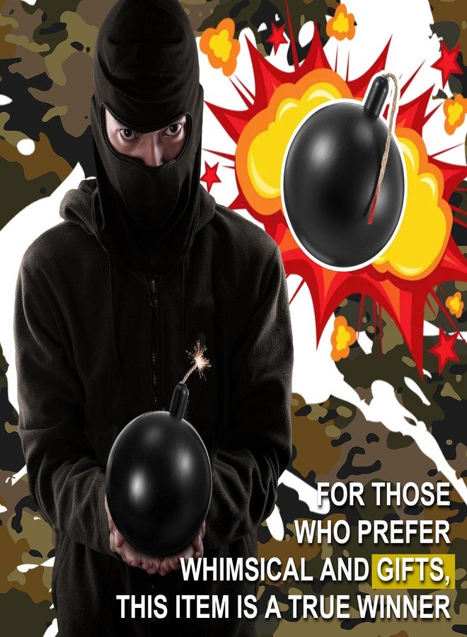 WinnerWhy 2 Pcs Fake Bomb 5 Inch Halloween Prop Bomb, Plastic Cartoon Black Round Army Prop Toy for Halloween Costume Accessory Dress up Office Desk Decor Funny Gag Gift - Image 3
