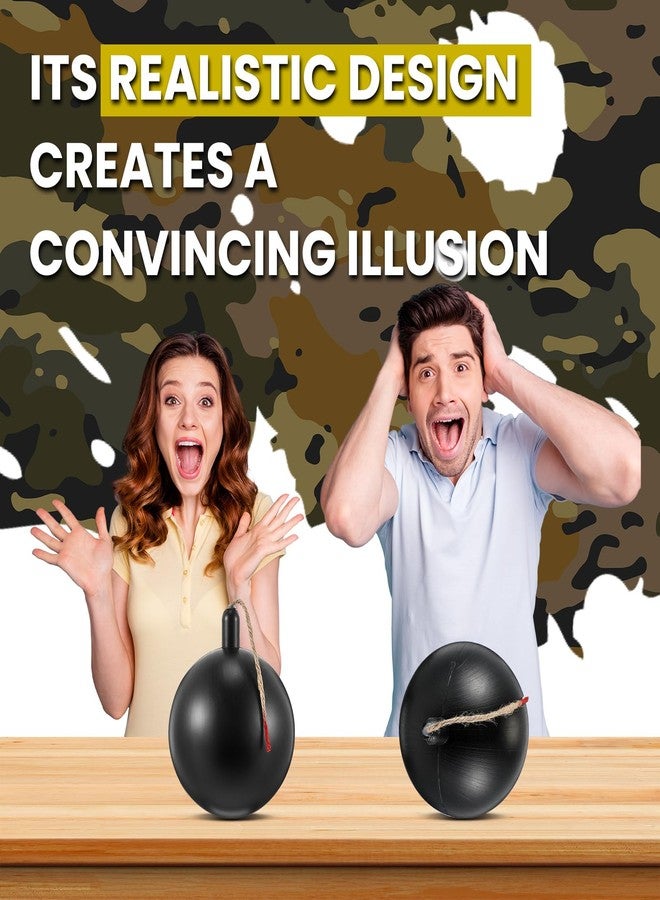 WinnerWhy 2 Pcs Fake Bomb 5 Inch Halloween Prop Bomb, Plastic Cartoon Black Round Army Prop Toy for Halloween Costume Accessory Dress up Office Desk Decor Funny Gag Gift - Image 4