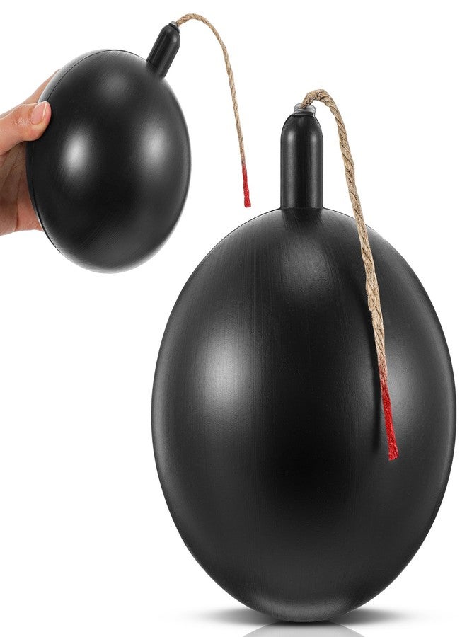 WinnerWhy 2 Pcs Fake Bomb 5 Inch Halloween Prop Bomb, Plastic Cartoon Black Round Army Prop Toy for Halloween Costume Accessory Dress up Office Desk Decor Funny Gag Gift - Image 1
