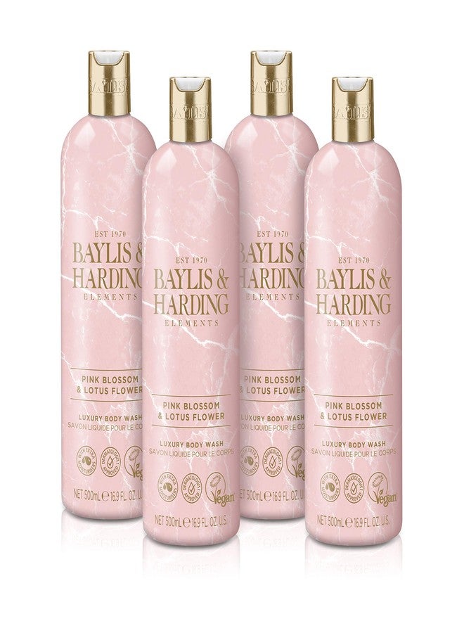 Baylis & Harding Liquid Body Wash Soap, Elements, Pink Blossom & Lotus Flower, 16.9oz/500ml (4-Pack) - Image 1