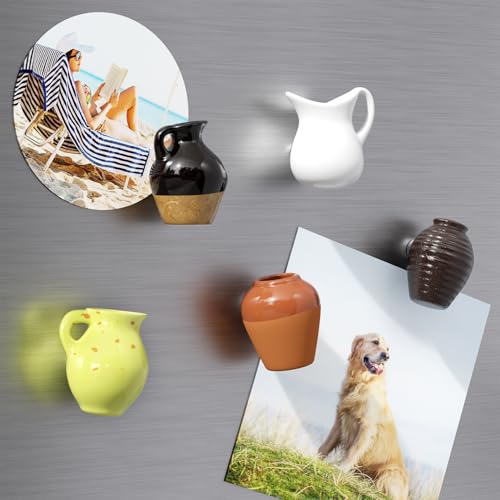 Cacukap Cute Ceramic Vase Fridge Magnets, Funny Mini Plant Magnets, Tiny 3D Plant Vase for Refrigerator Decoration Kitchen Locker Kitchen Office (5 Pack) - Image 2
