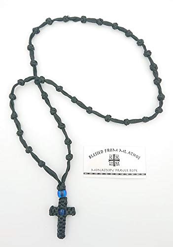 Mastic of Chios Blessed Greek Christian Orthodox Handmade Black Prayer Rope Necklace Cross -Mt Athos Fragrance With Holy (Chrism- Myrrh) - Image 3