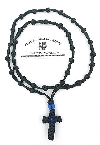 Mastic of Chios Blessed Greek Christian Orthodox Handmade Black Prayer Rope Necklace Cross -Mt Athos Fragrance With Holy (Chrism- Myrrh) - Image 2