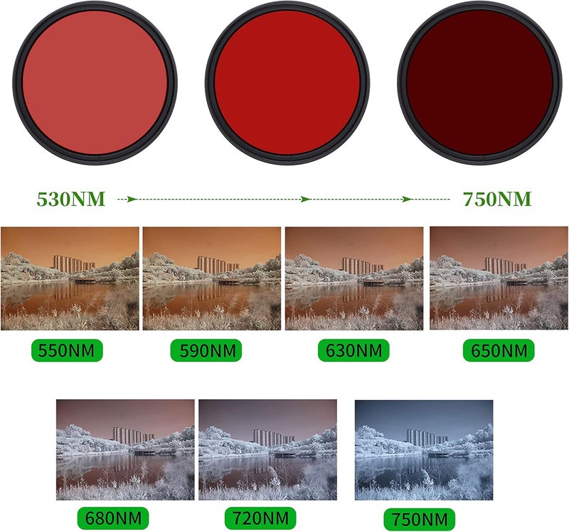 Fotga 72mm Six-in-One Adjustable Variable Infrared Filter IR Pass X-Ray Lens Filter 530nm to 650nm 680nm 720nm 750nm Lens Filter for DSLR Camera - Image 2