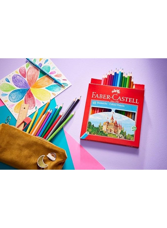 Faber-Castell Eco-Friendly Colouring Pencils, Pack of 48, Sharpener, Carton Box - Image 3
