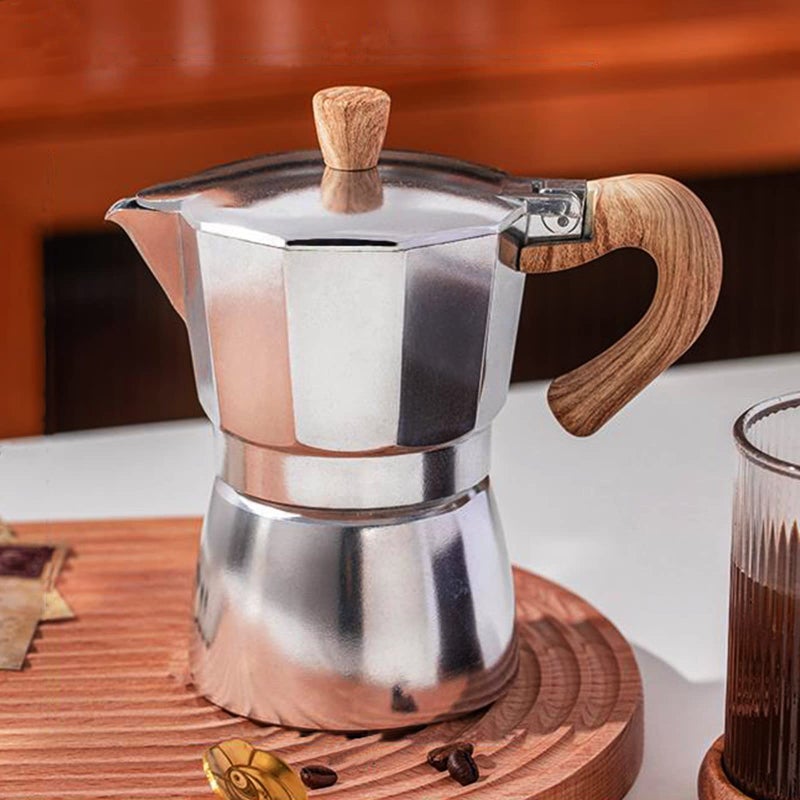 Moka Pot Italian Coffee Maker Coffee Pot 3 cup5 OZ Stovetop Espresso Maker for Gas or Electric Ceramic Stovetop Camping Manual Cuban Coffee Percolator for Cappuccino or Latte