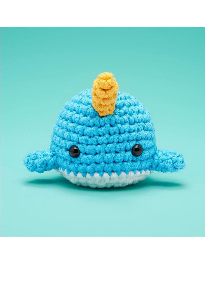 The Woobles - The Woobles Beginners Crochet Kit with Easy Peasy Yarn as seen on Shark Tank - with Step-by-Step Video Tutorials - Bjørn The Narwhal - Image 1