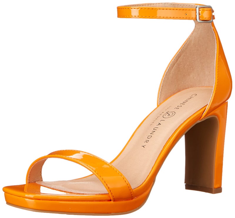 Chinese Laundry Womens Tinie Patent Heeled Sandal Orange 85