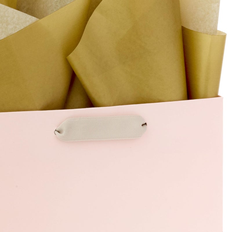 Hallmark Signature Studio 7" Medium Square Gift Bag with Tissue Paper (Coral, Blush Pink, Gold Stripes) for Valentine's Day, Birthdays, Mother's Day, Bridal Showers, Weddings, Baby Showers and More - Image 5
