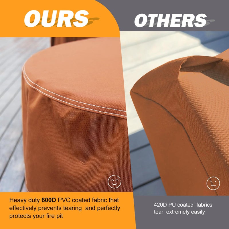 NettyPro Fire Pit Cover Square Waterproof Outdoor Firepit Cover for Gas Propane Fire Pit Table, 32 x 32 x 24 inch, Brown - Image 3