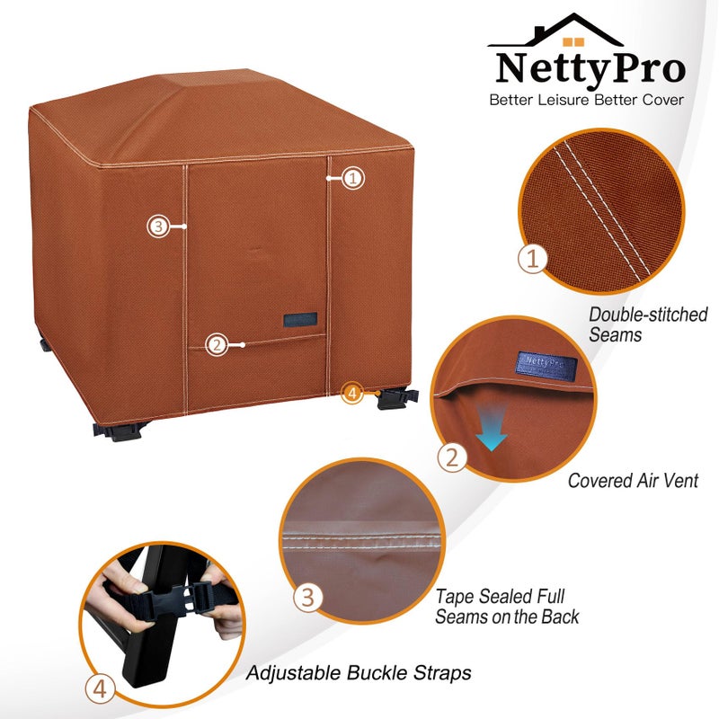 NettyPro Fire Pit Cover Square Waterproof Outdoor Firepit Cover for Gas Propane Fire Pit Table, 32 x 32 x 24 inch, Brown - Image 5