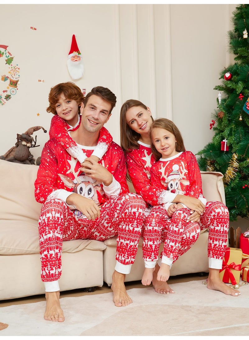 VUCATIN Christmas Children's Family Matching Pajamas Holiday Matching Clothing Long-Sleeved Parent-Child Pajamas for Home Suitable for Women Men Children and Pets (Puppy) - Image 1