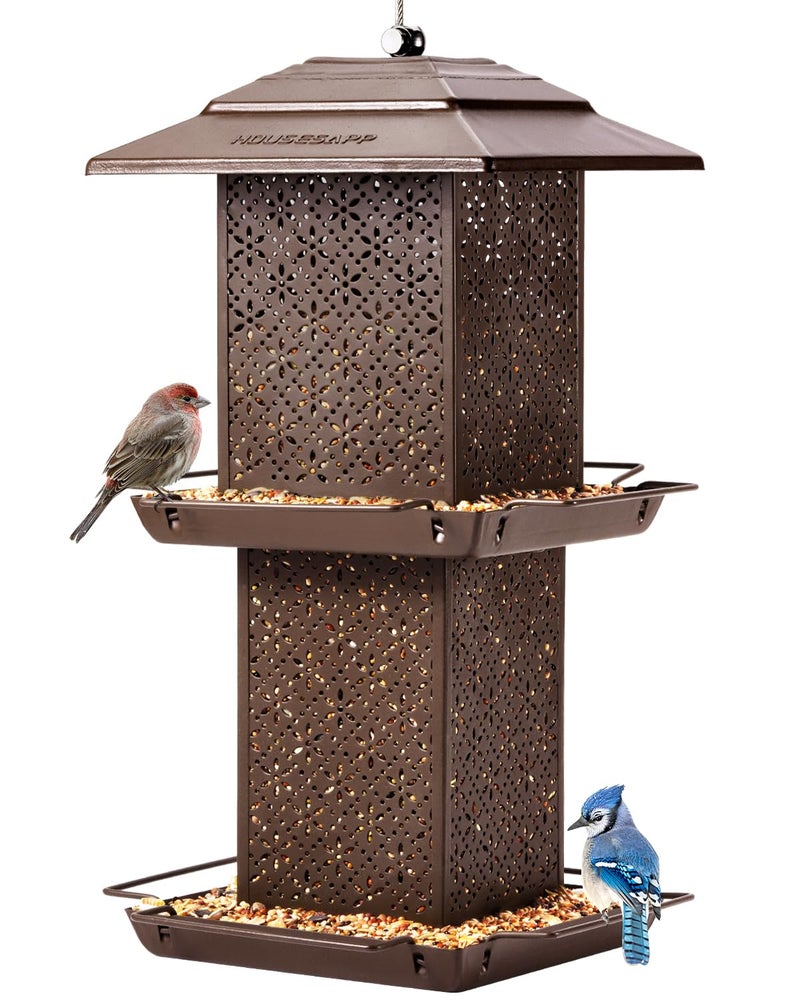 HouseSapp Bird Feeders for Outdoors Hanging - 6lb Large Capacity Metal Double Tier Bird Feeder,Chew-Proof, Weather and Water Resistant Wild Bird Feeders, Outside and Garden Decoration - Image 1